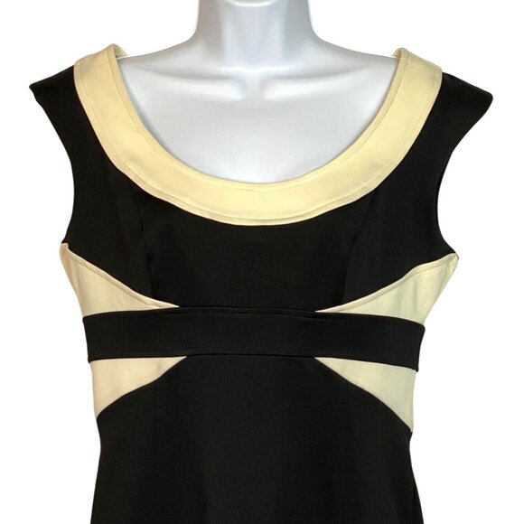 Maggy London Womens Black & Cream Sleeveless Sheath Dress Size 10 Back Zipper - Picture 3 of 5